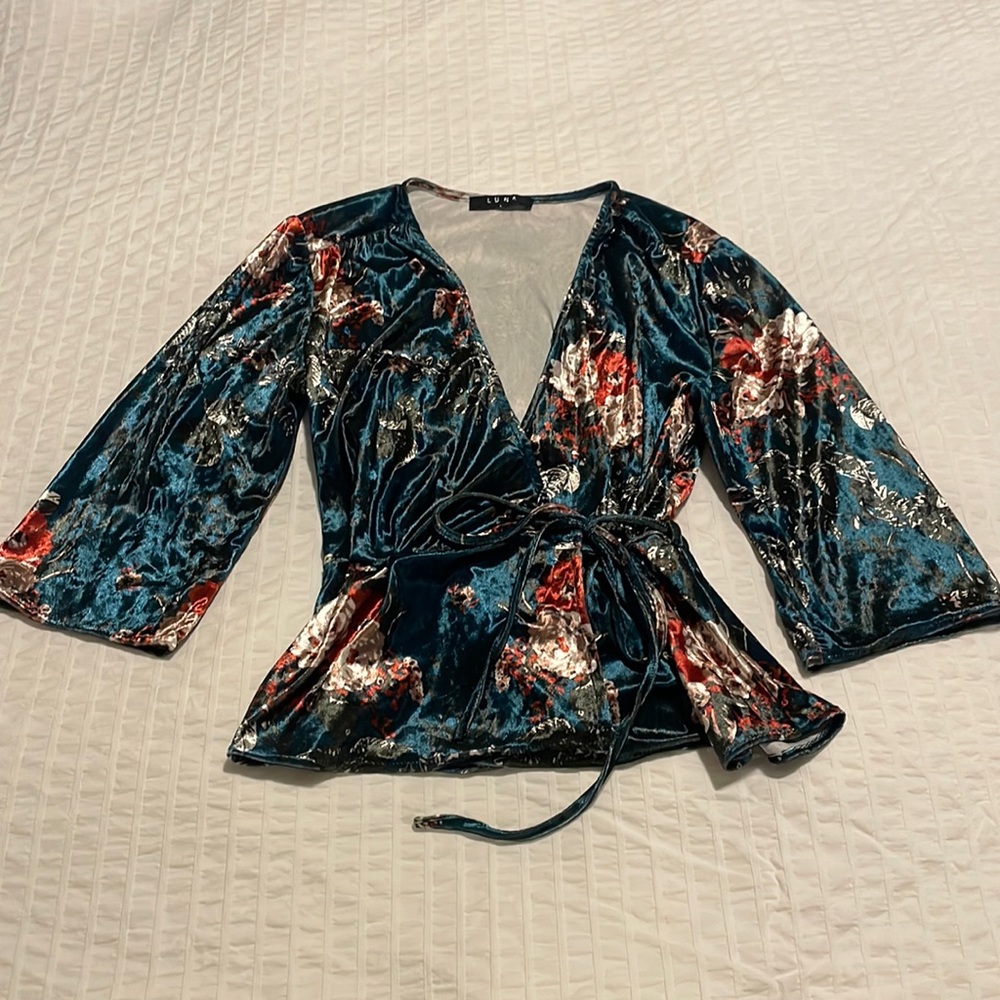 Velvet wrap top